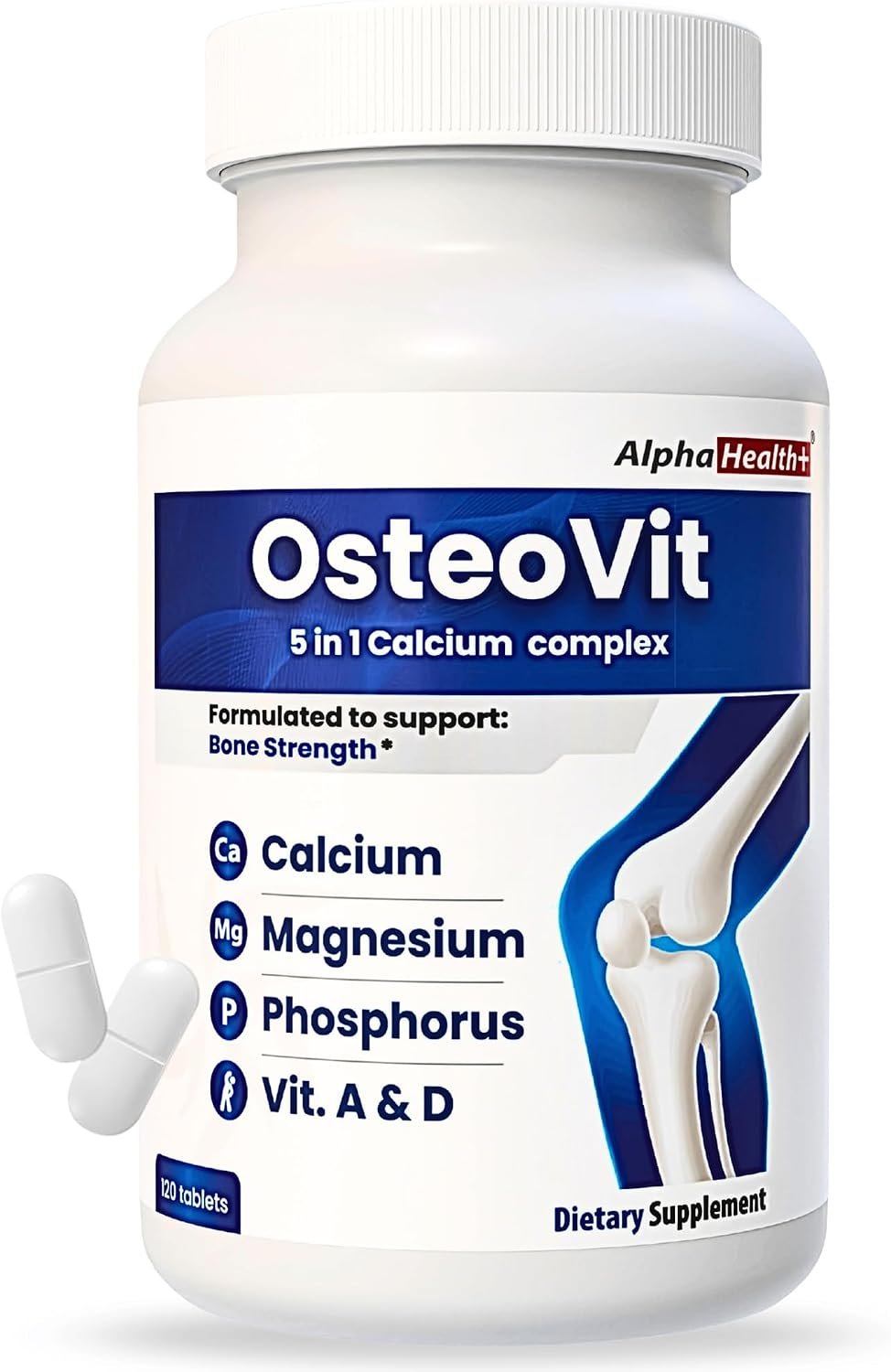 OsteoVit 5-in-1 Calcium 120 tabs Multivitamin: Bone Strength & Flexibility