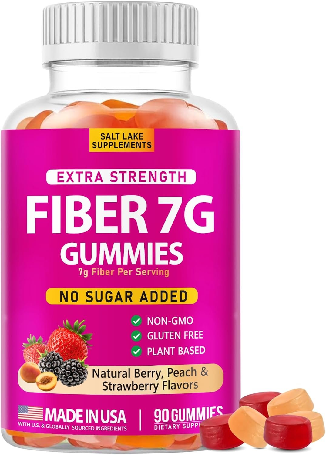 Extra Strength Fiber Gummies 7g Per Serving – Sugar Free, Plant Based