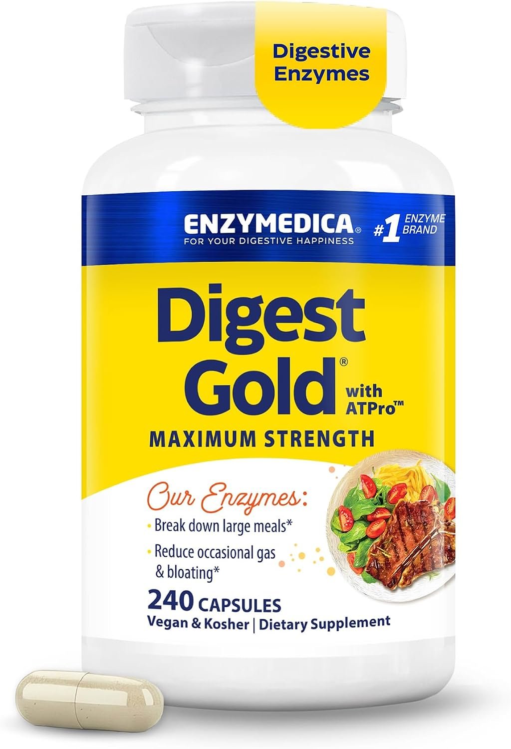 Enzymedica Digest Gold, Maximum Strength, ATPro Energy Support – 240 Caps