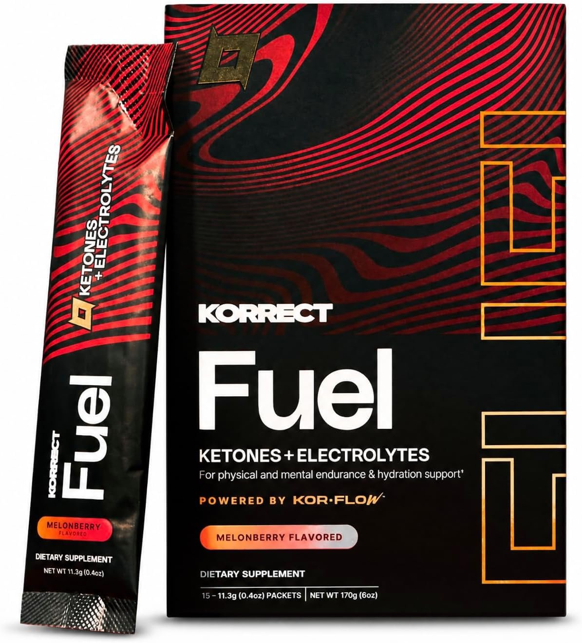 Korrect Fuel Ketone Powder, Hydration & Energy, 15 Ct Melonberry