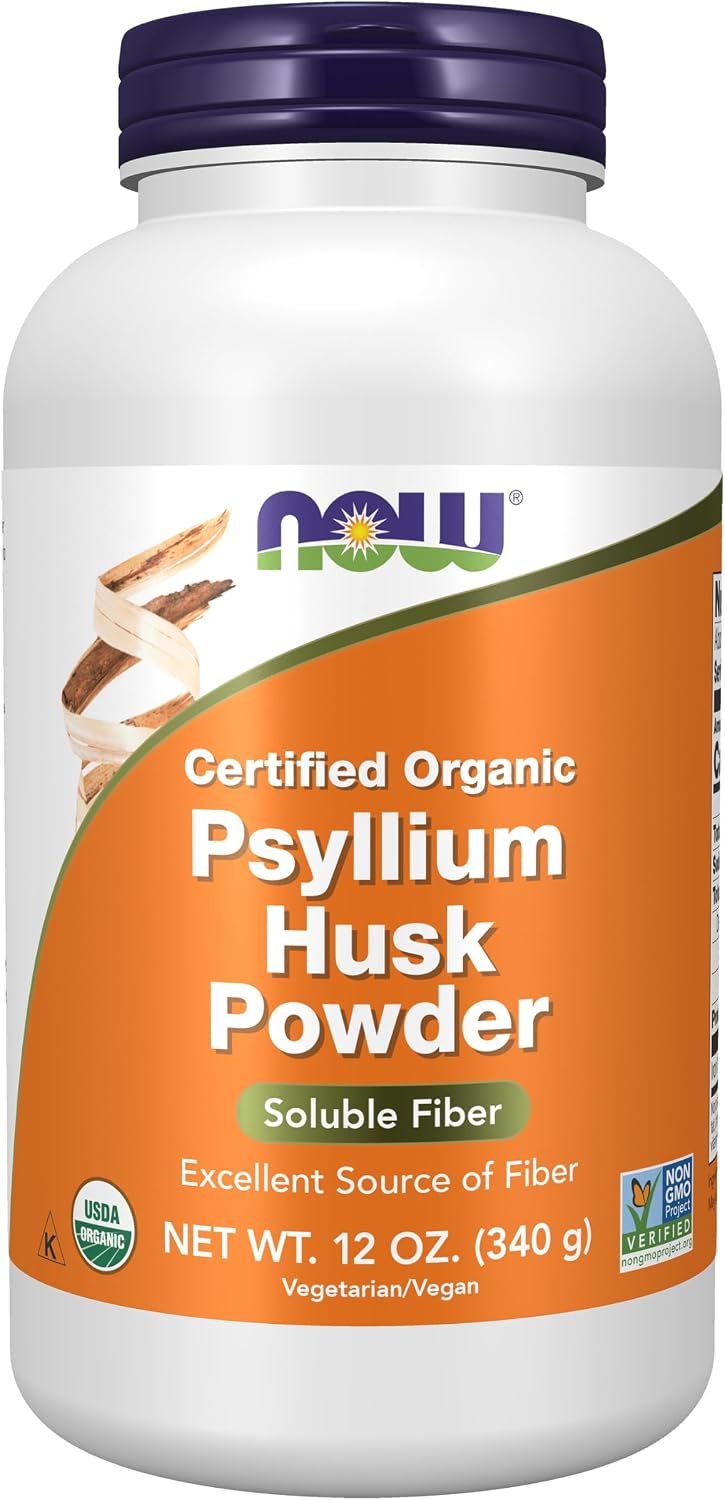 NOW Supplements, Organic Psyllium Husk Powder, Soluble Fiber, 12 oz