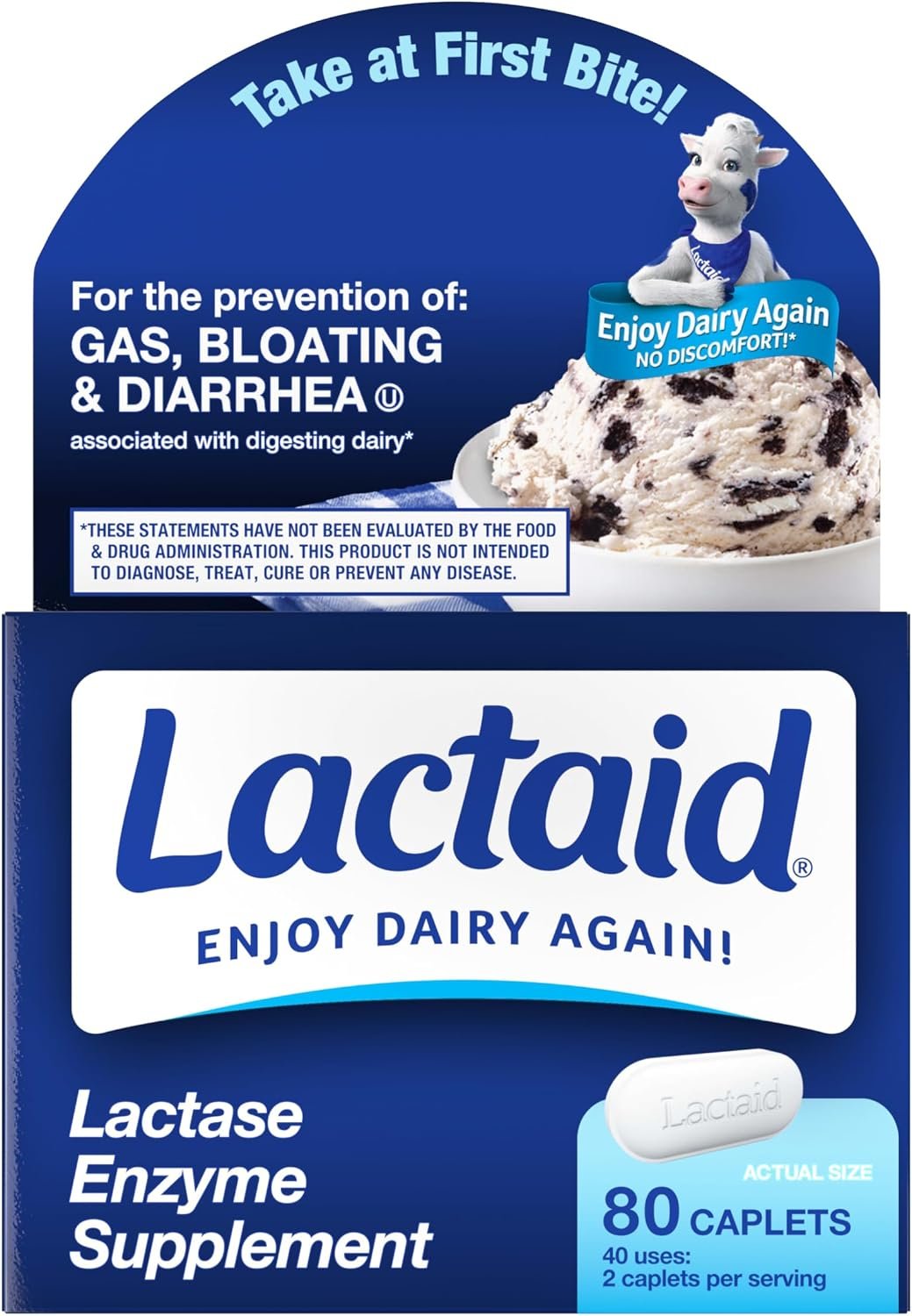 Lactaid Lactase Enzyme Supplement, 80ct Caplet