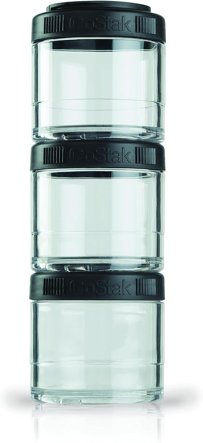 BlenderBottle GoStak Tritan Twist n’ Lock Storage Jars 3 Jar Black