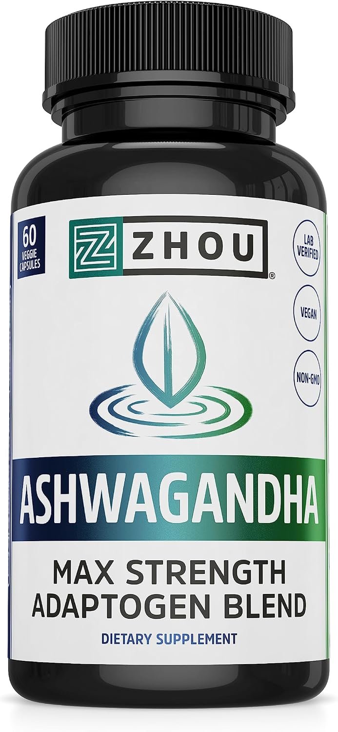 Zhou Nutrition Ashwagandha Capsules, 30 Servings, 60 Capsules