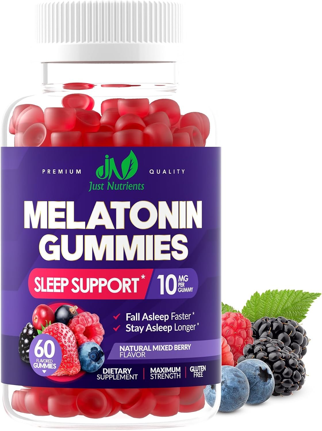 Melatonin 10mg Gummies with 10mg of Melatonin Per Gummy (60 Servings)