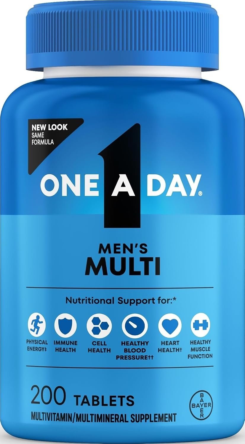 One A Day Multivitamin for Men – Daily Mens Multivitamins with Vitamin D, Zinc, Folic Acid, and B Vitamins, Physical Energy Support, 200 Count