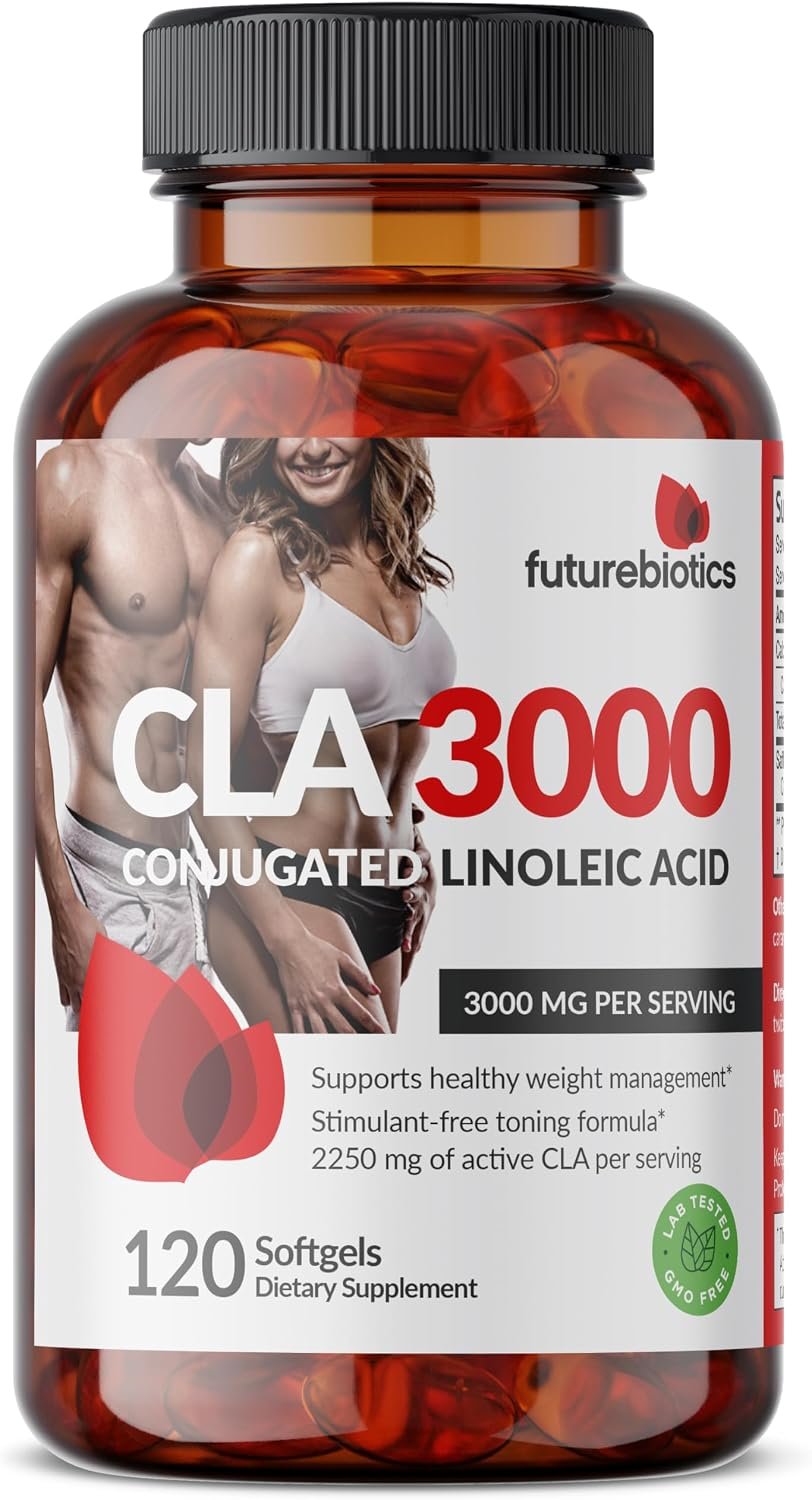 Futurebiotics CLA 3000 Extra High Potency – Non-Stimulating Conjugated Linoleic Acid, Non GMO, 120 Softgels