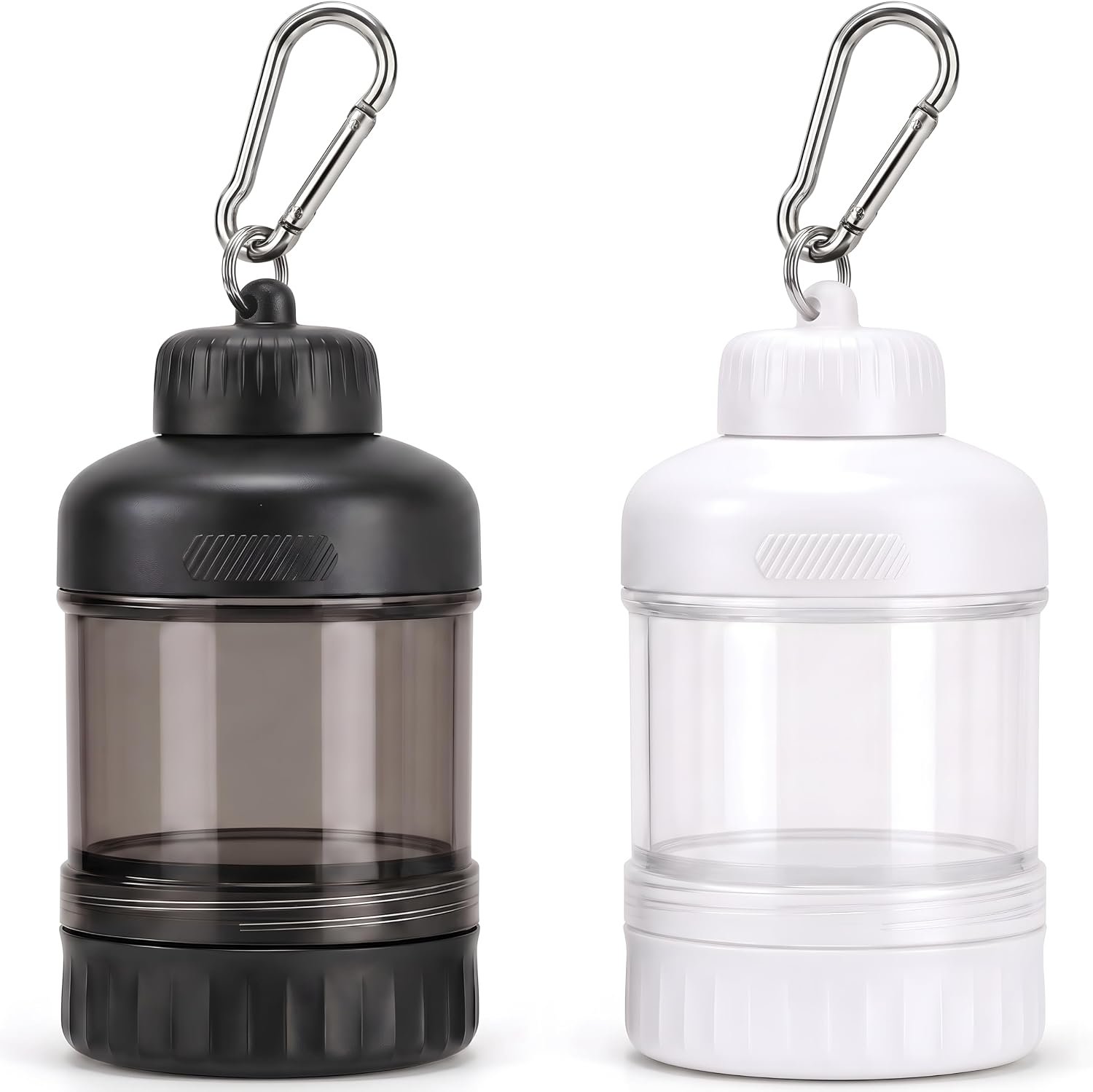 2 Pack Protein Powder Container to Go with Keychain & Keyring, Large Capacity, Clear, Leakproof, Ideal for workouts, fitness, or travel