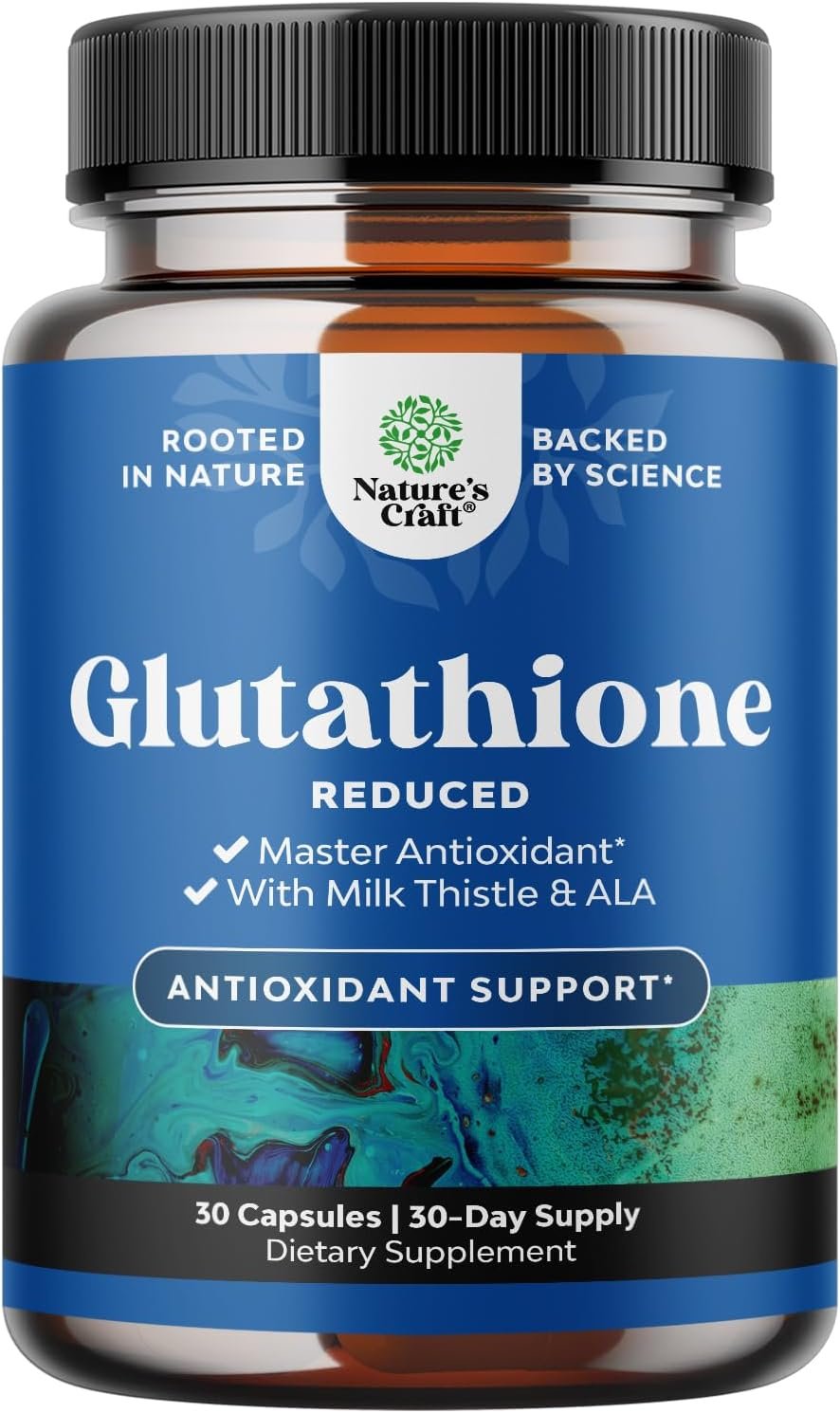 Reduced Glutathione Supplement with Milk Thistle – 500 mg per Serving Pure L Glutathione with Alpha Lipoic Acid & Milk Thistle Silymarin – 30 Count