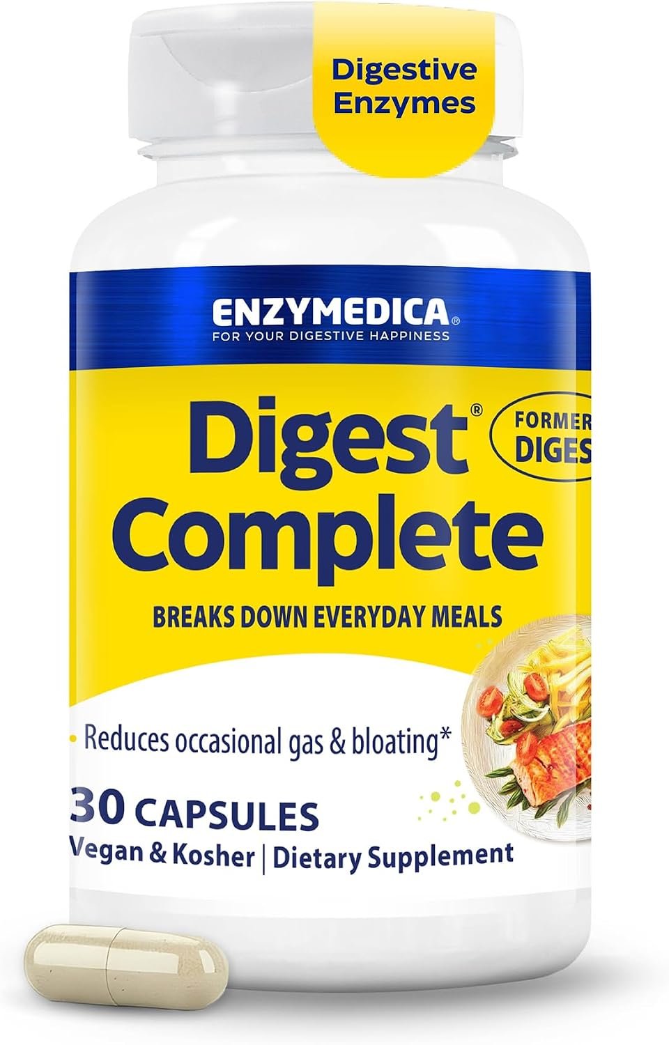 Enzymedica Digest Complete – Helps Gas & Bloating – 30 Caps