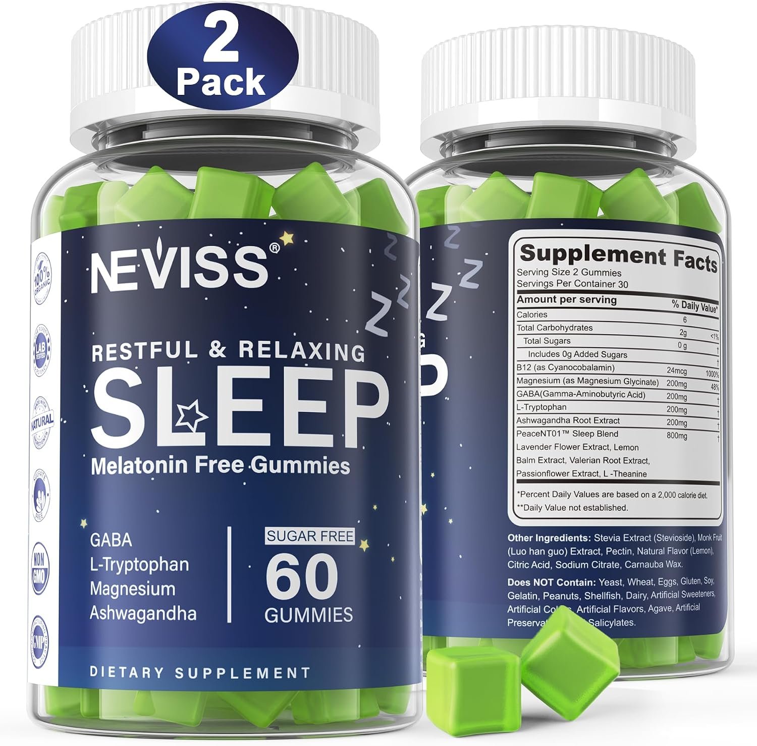 Melatonin Free Sleep Aid Gummies for Adults – Magnesium Glycinate Gummies