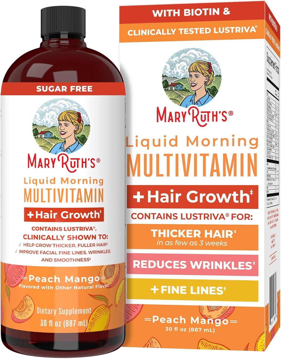 MARYRUTH’S Liquid Multivitamin + Hair Growth, Clinically Thicker Hair, 30oz