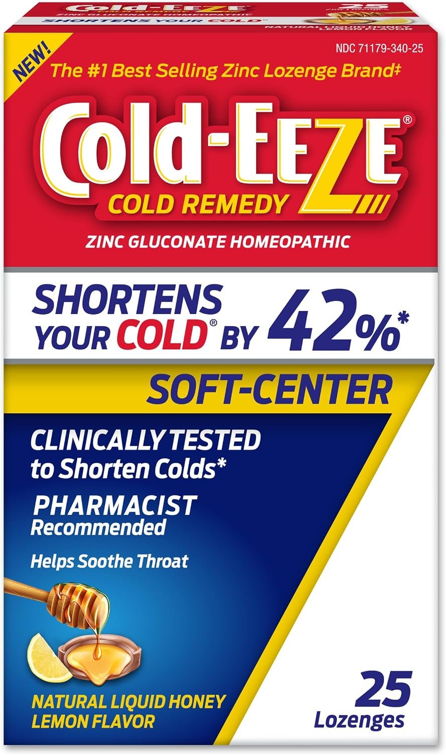 Cold-Eeze Soft-Center Honey Lemon Zinc Lozenges, 25 Count
