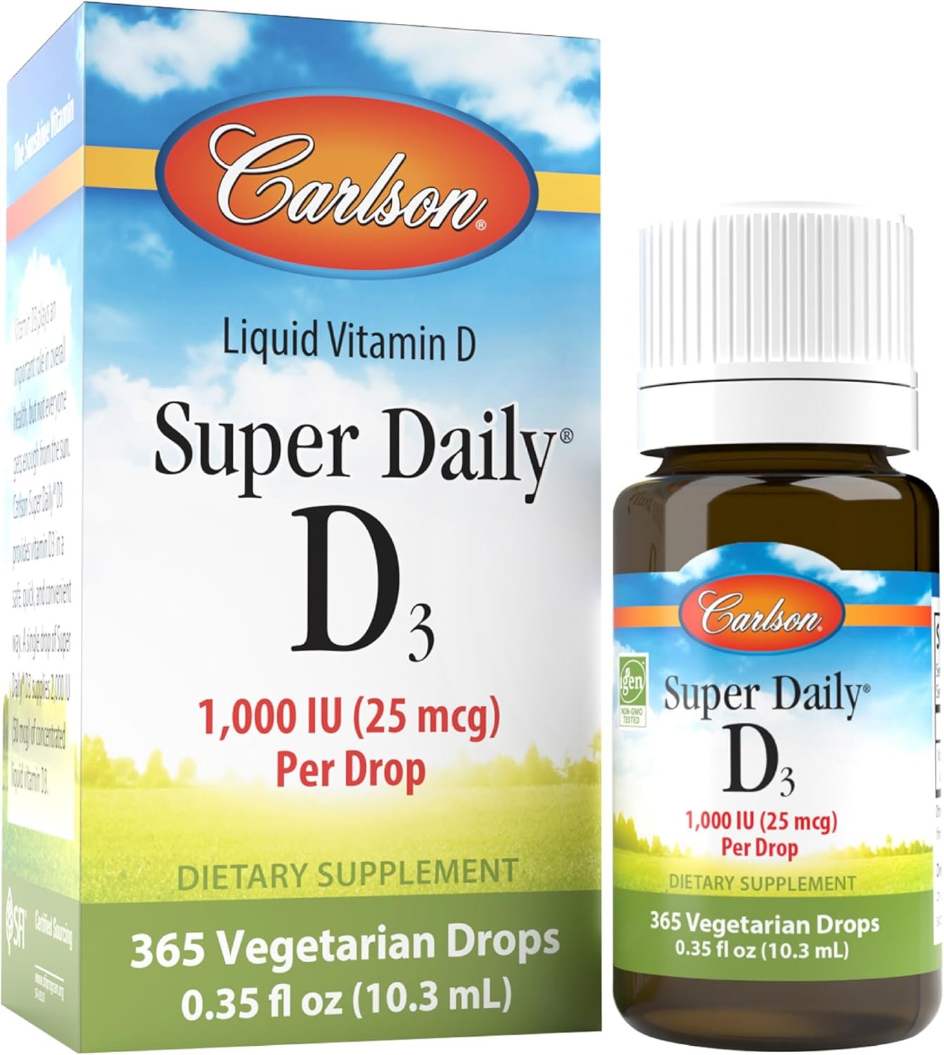 Carlson Super Daily D3 1000 IU (25 mcg) per Drop, 365 Drops (10.3 mL)