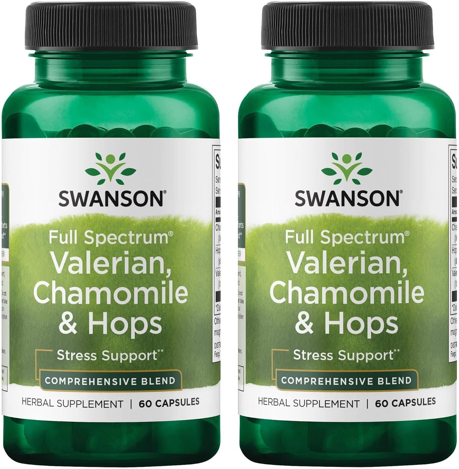 Swanson Valerian Chamomile & Hops (60 Capsules), 2 Pack