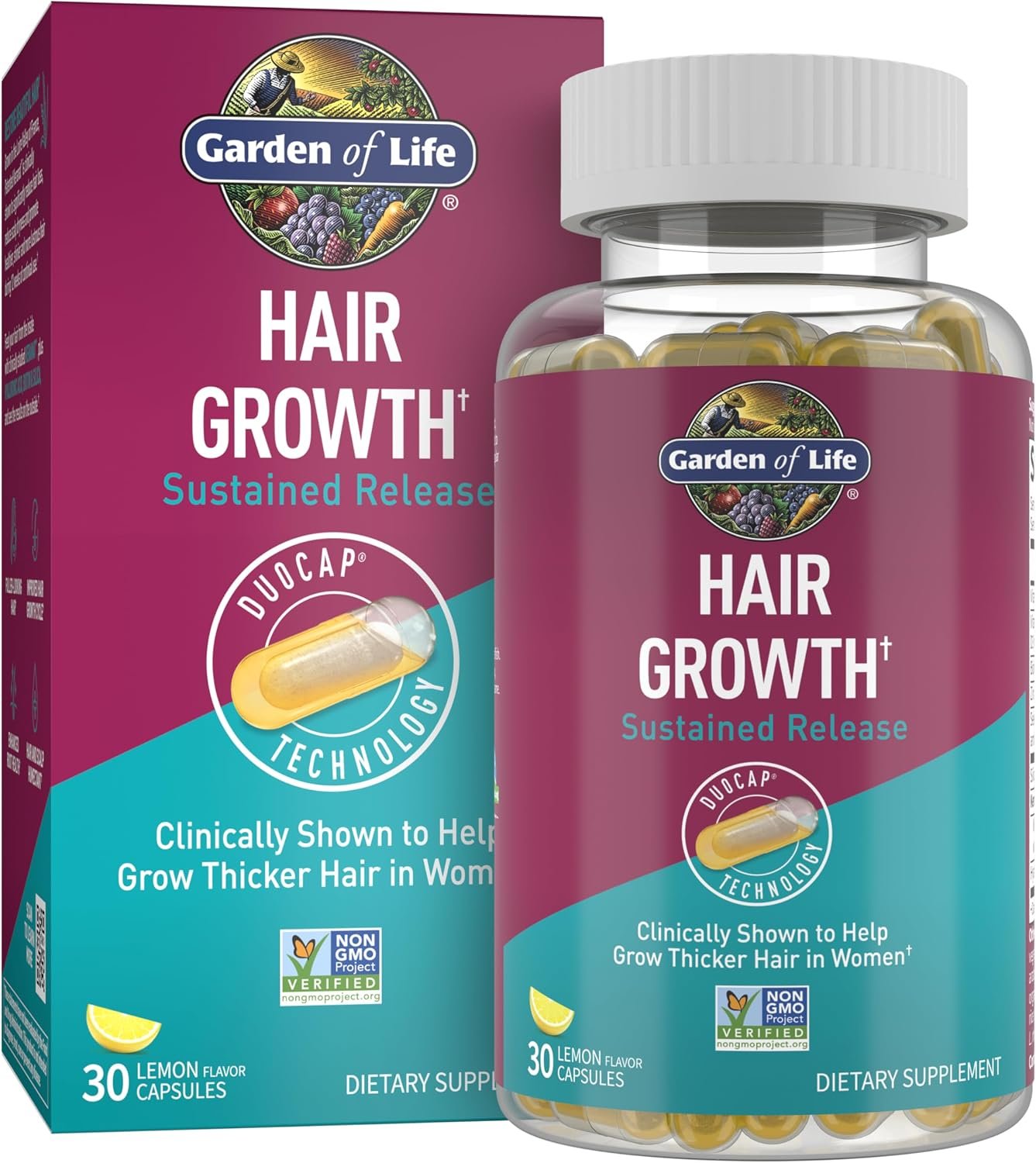 Garden of Life Hair Growth Duo Caps, 30 Plant-Based Capsules