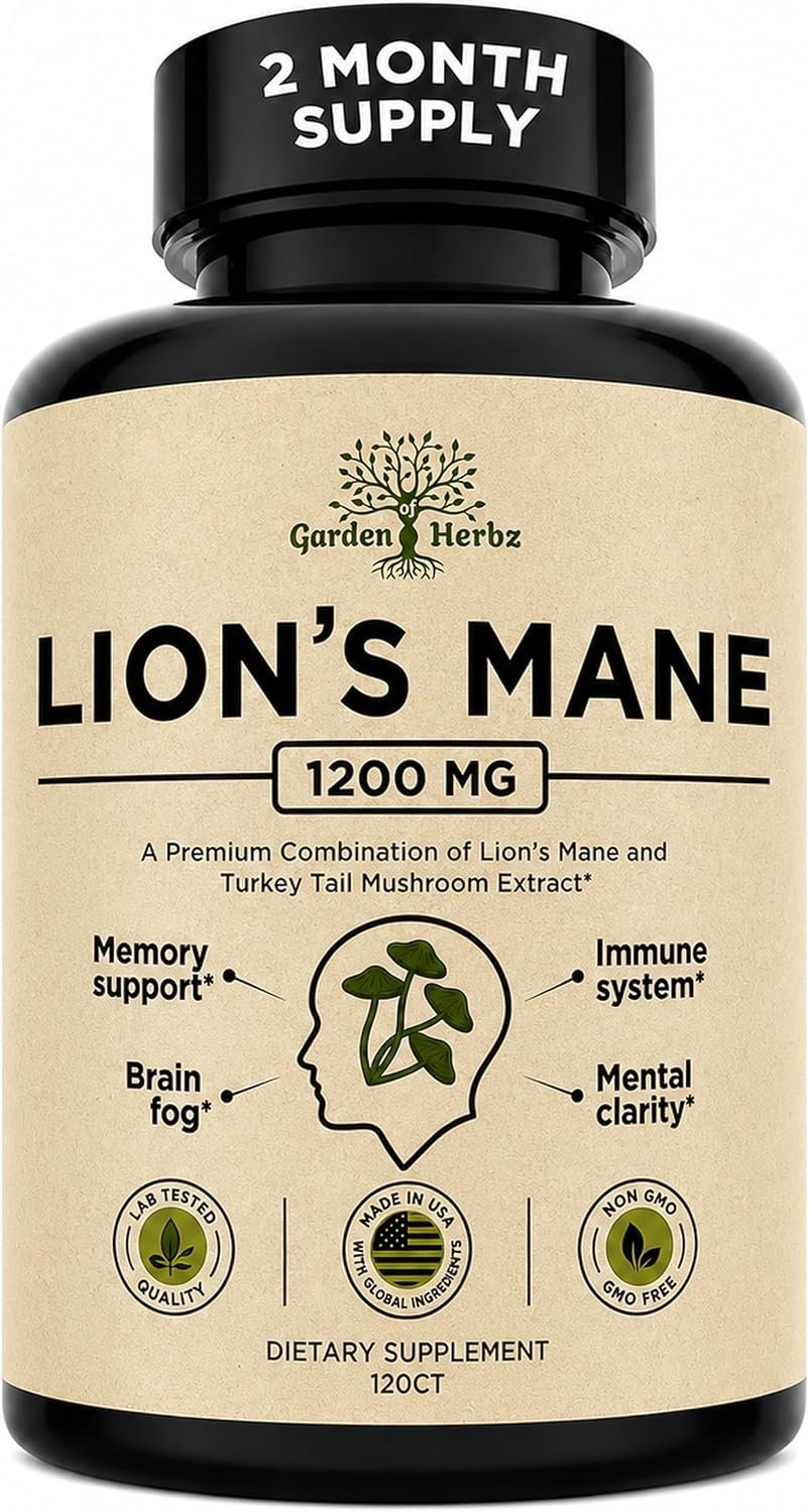 Lion’s Mane Mushroom Brain Supplement Capsules – Memory, Focus & Brain Fog