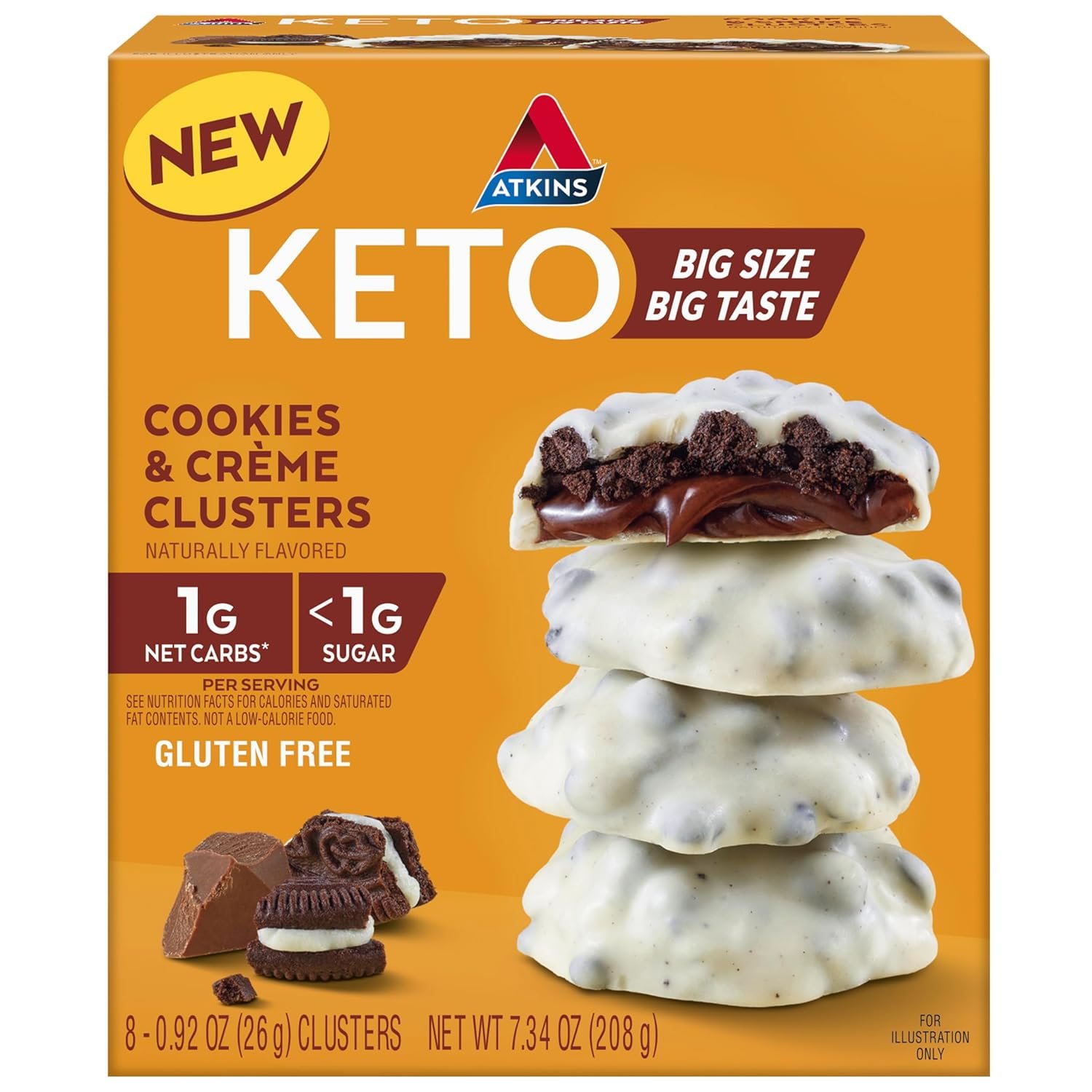 Atkins Keto Cookies & Crème Clusters, 8 Count