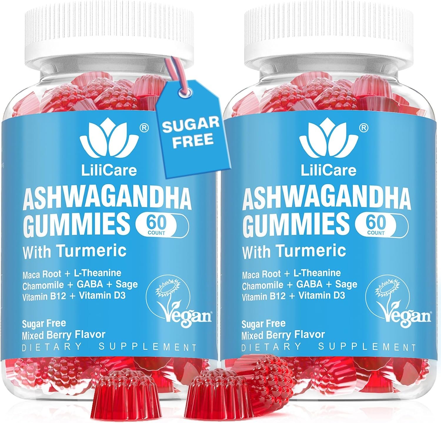 Ashwagandha Gummies Supplements 2000mg for Women Men – Vegan, Sugar Free