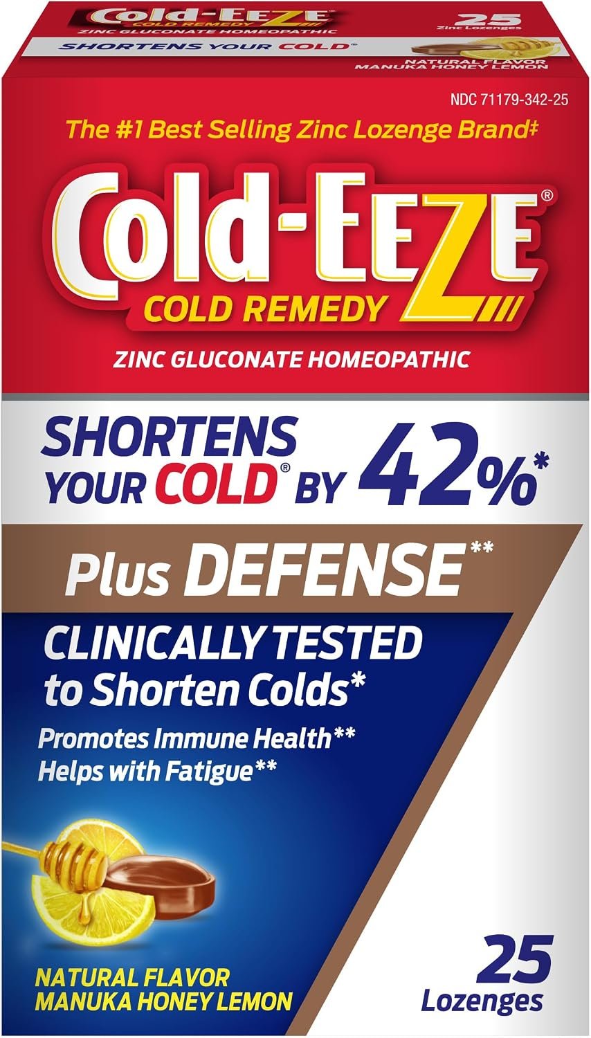Cold-Eeze Plus Defense Zinc Lozenges, Manuka Honey Lemon, 25 Ct