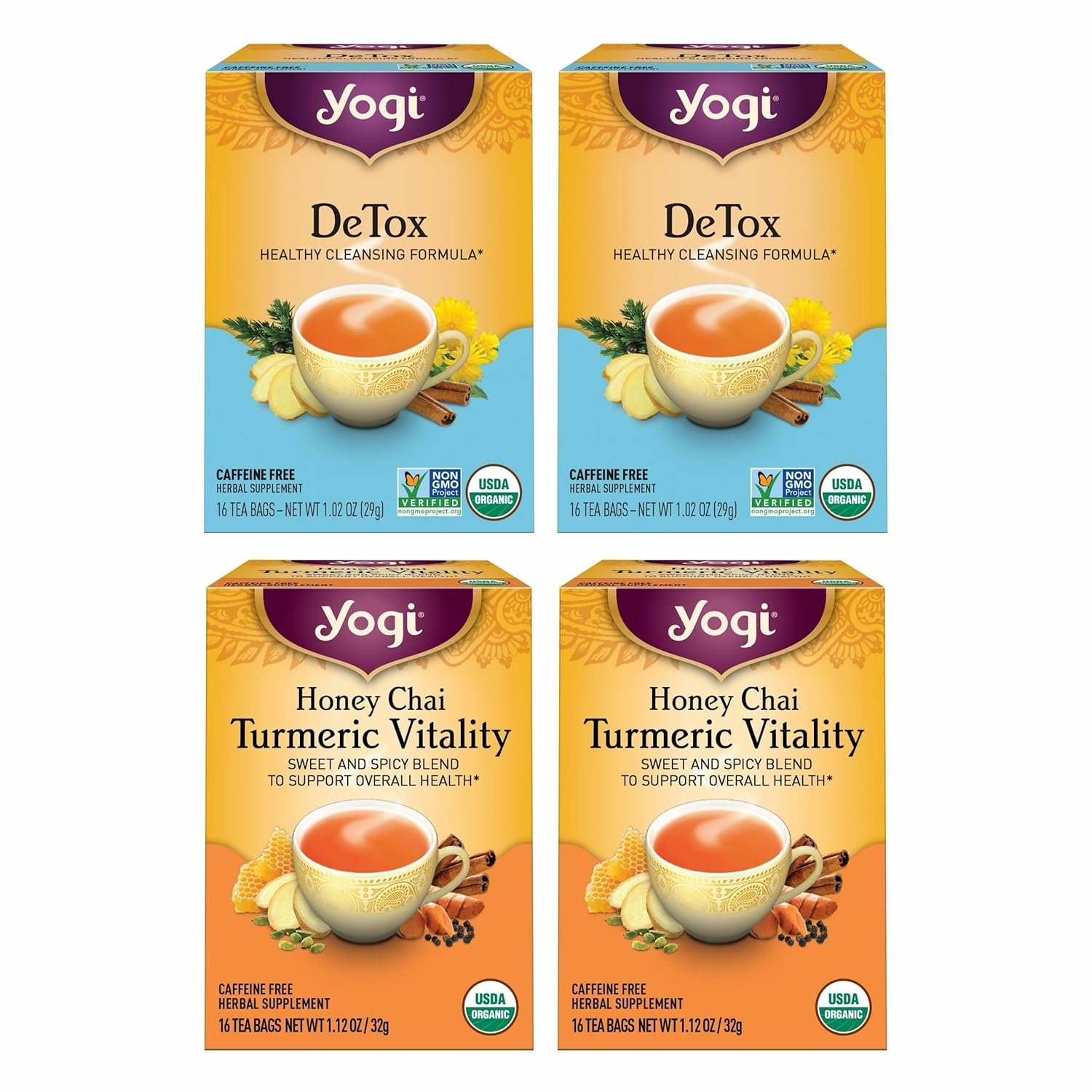 Yogi DeTox & Wellness Variety Pack, 16 Tea Bags (4 Pack)