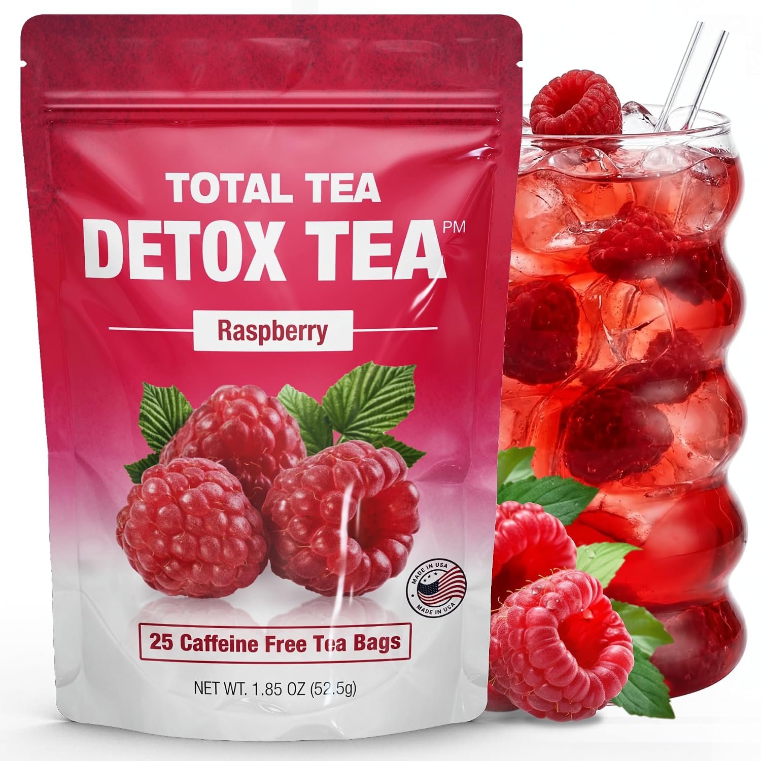 Total Tea Slimming Detox Caffeine Free Natural Raspberry Fruit Tea