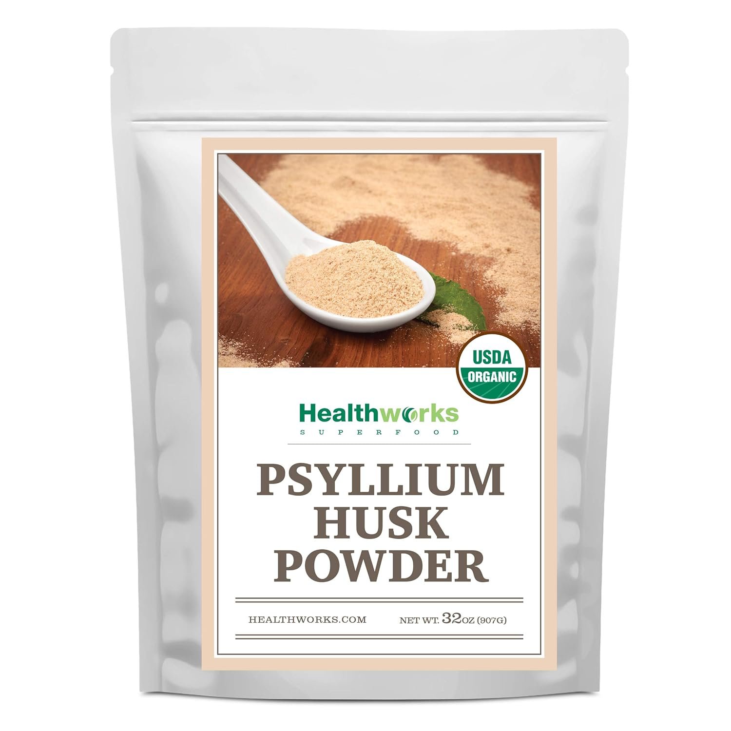 Healthworks Superfoods Organic Psyllium Husk Powder 2 lb Keto Soluble Fiber