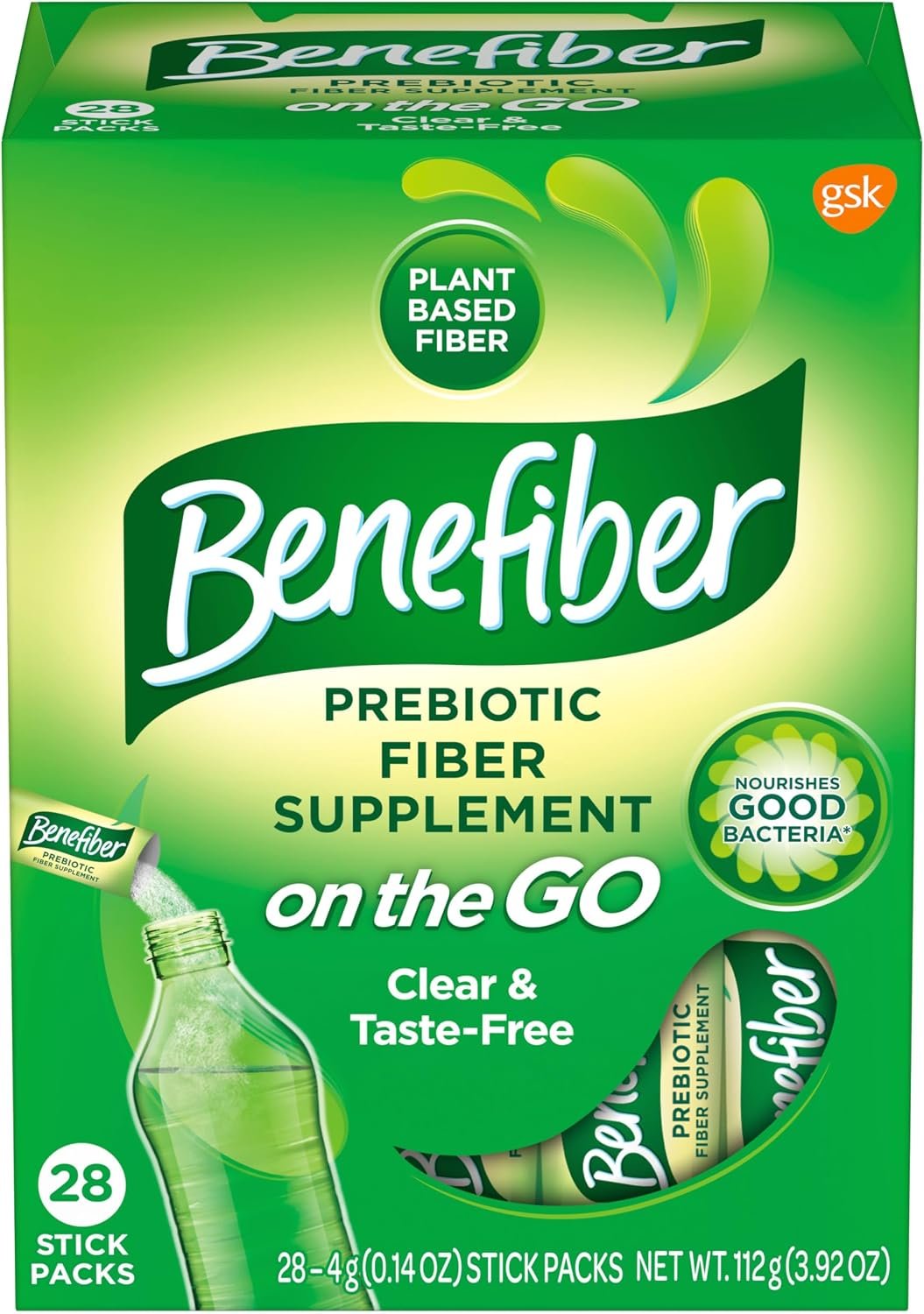 Benefiber Prebiotic Fiber Supplement Powder, Unflavored, 28 Stick Packs