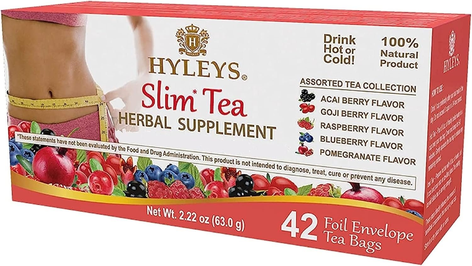 HYLEYS Slim Tea, Assorted Weight Loss Detox, Slimming Diet Tea, 42 Bags