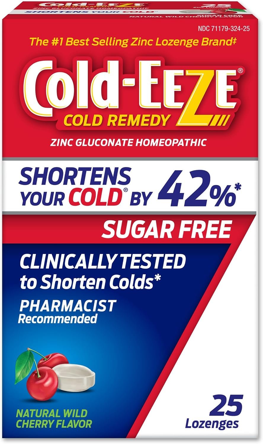 Cold-EEZE Sugar-Free, Natural Wild Cherry Zinc Lozenges, 25 Ct