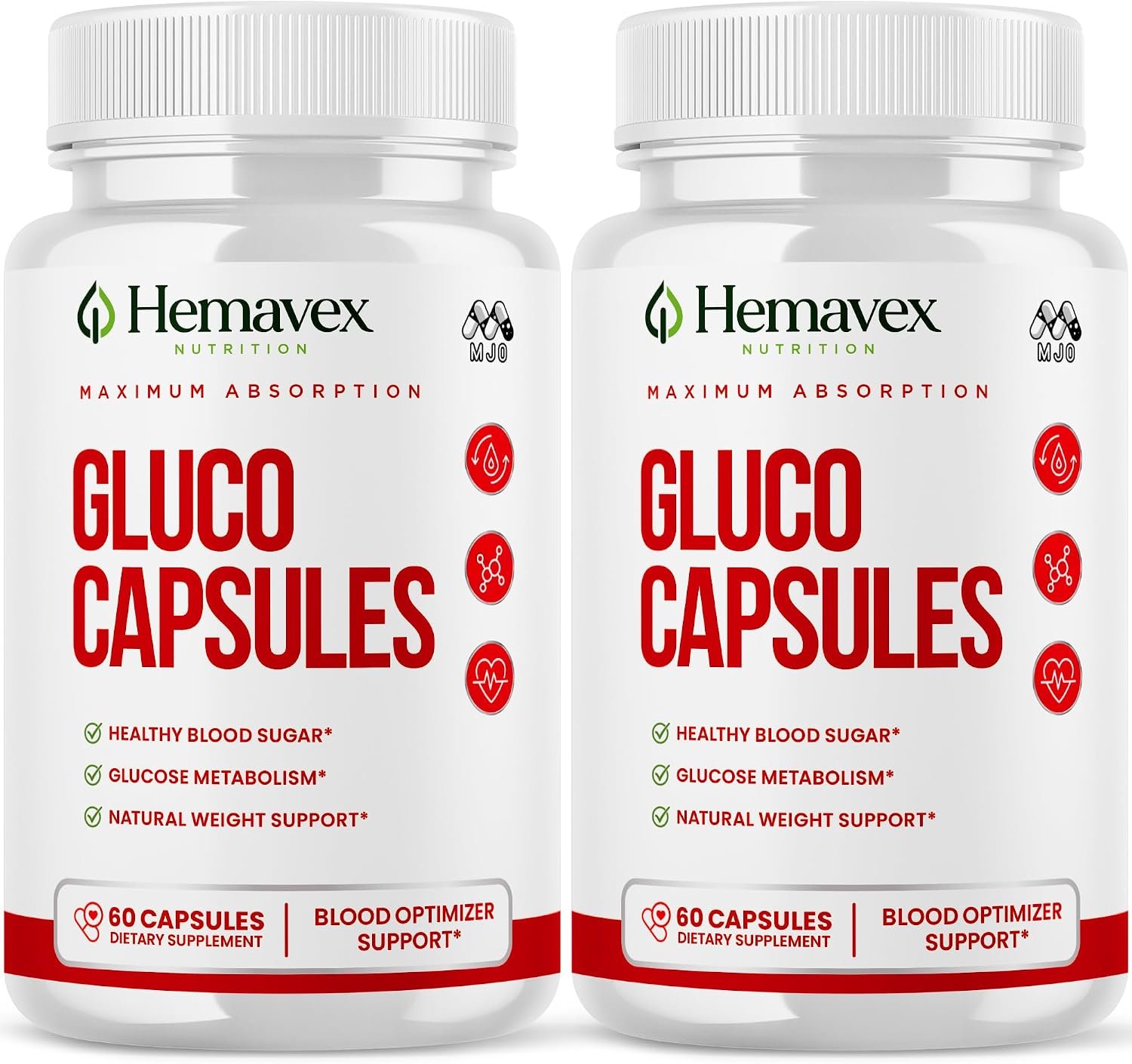 Hemavex Gluco Capsules, Hemavex Nutrition Gluco Pills 2-Pack 120 Capsules