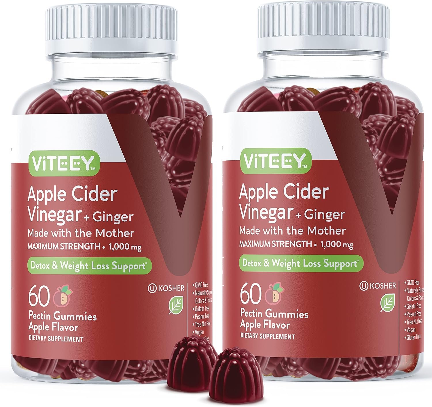 Viteey Apple Cider Vinegar Gummies with Ginger -1000mg – ACV Gummies