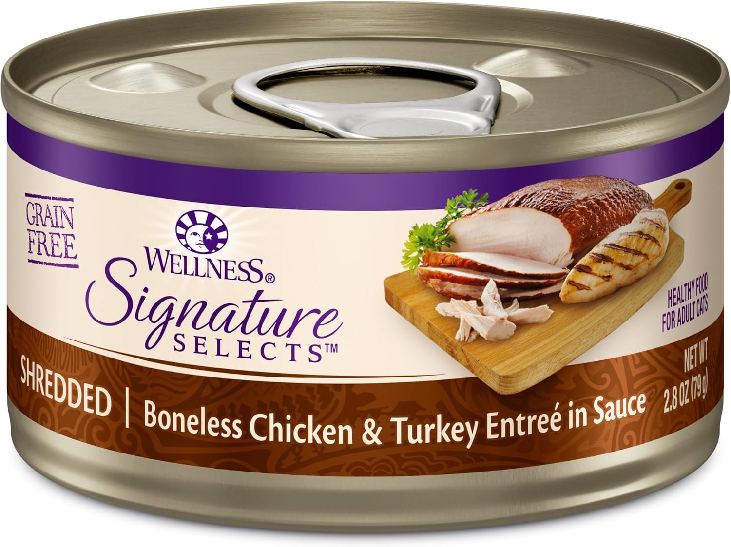 Wellness CORE Signature Selects Shredded Adult Canned Wet Cat Food, Natural, Protein Rich, Grain Free, Chicken and Turkey Entrée Recipe, 2.8 oz, Pack of 12 Cans