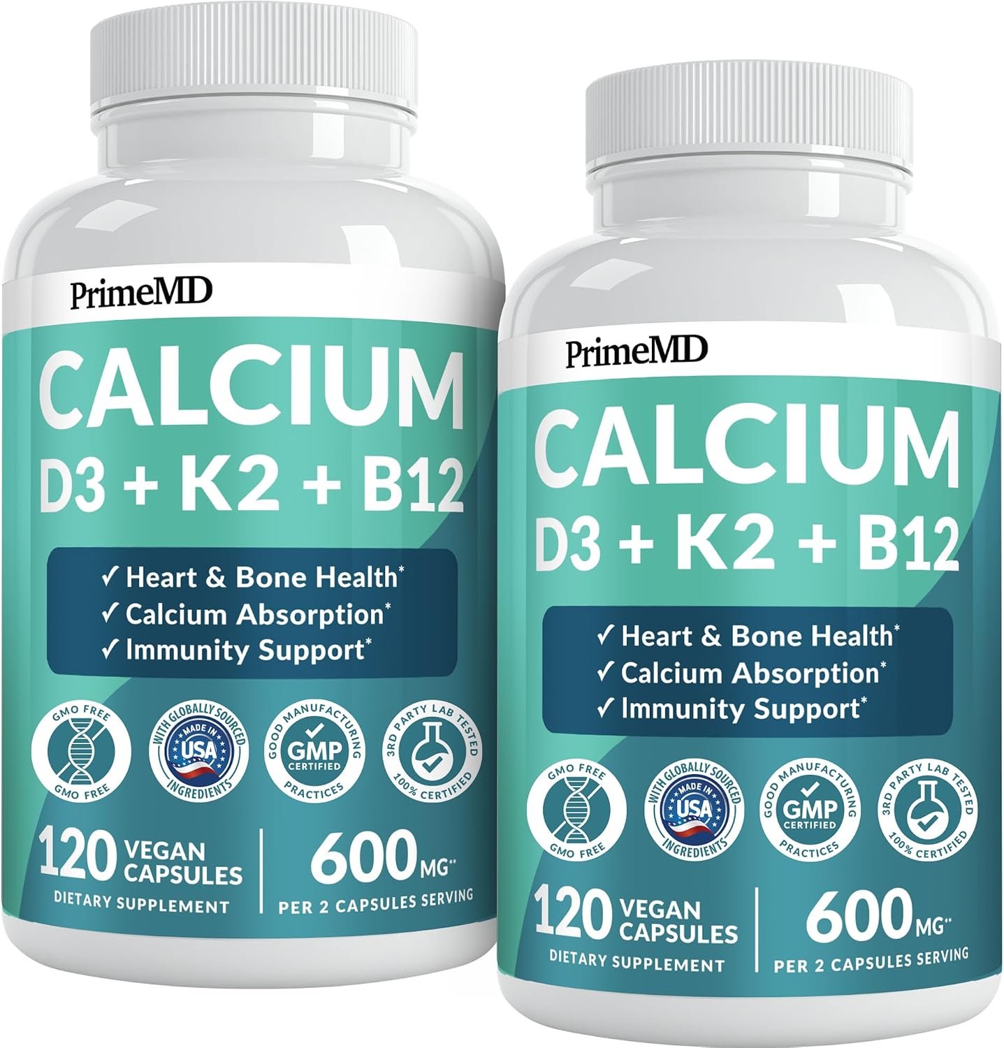 4-in-1 Calcium Supplements for Women and Men – Calcium with Vitamin D3 K2 5000 IU Supplement, 601mg per Serving for Heart, Bones & Body Defenses – Gluten-Free, Vegan-Friendly (240 ct)