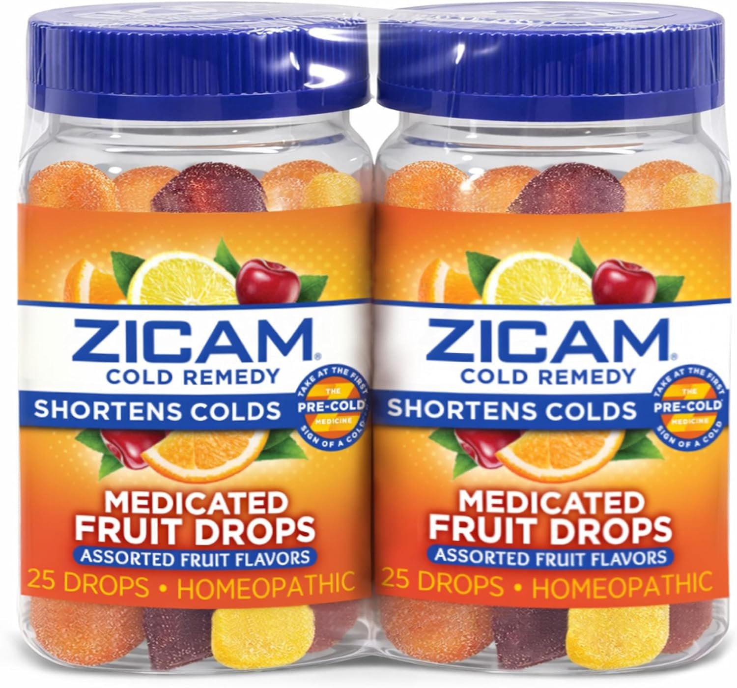 Zicam Cold Remedy Zinc Medicated Fruit Drops, 25 Count, 2-Pack
