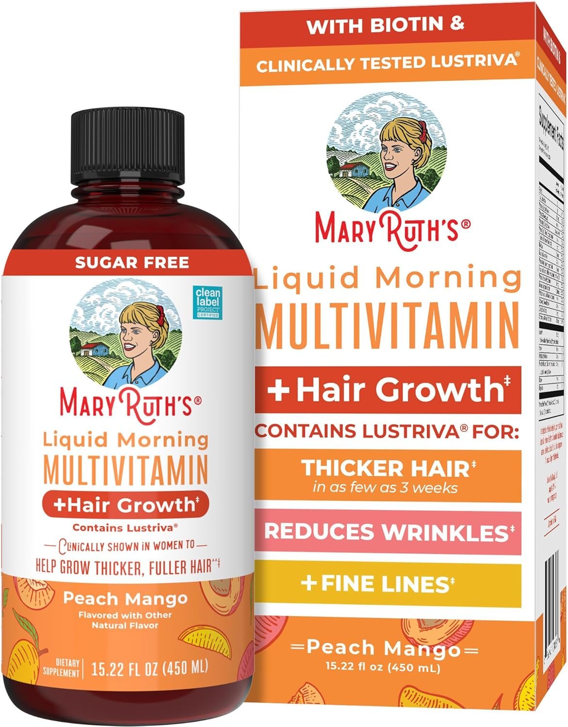 MARYRUTH’S Liquid Multivitamin + Hair Growth, Clinically Thicker Hair, 15oz