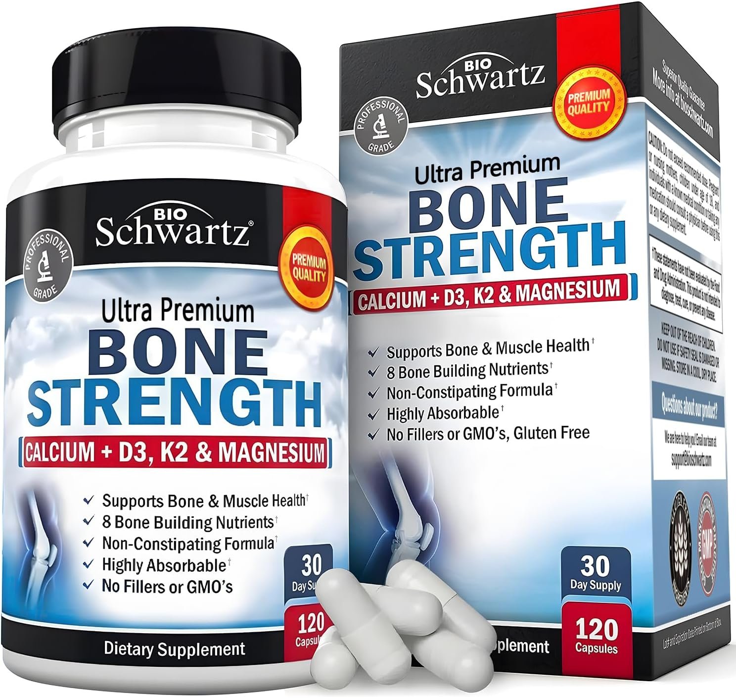 Bone Strength Supplement for Women & Men, 120 Capsules