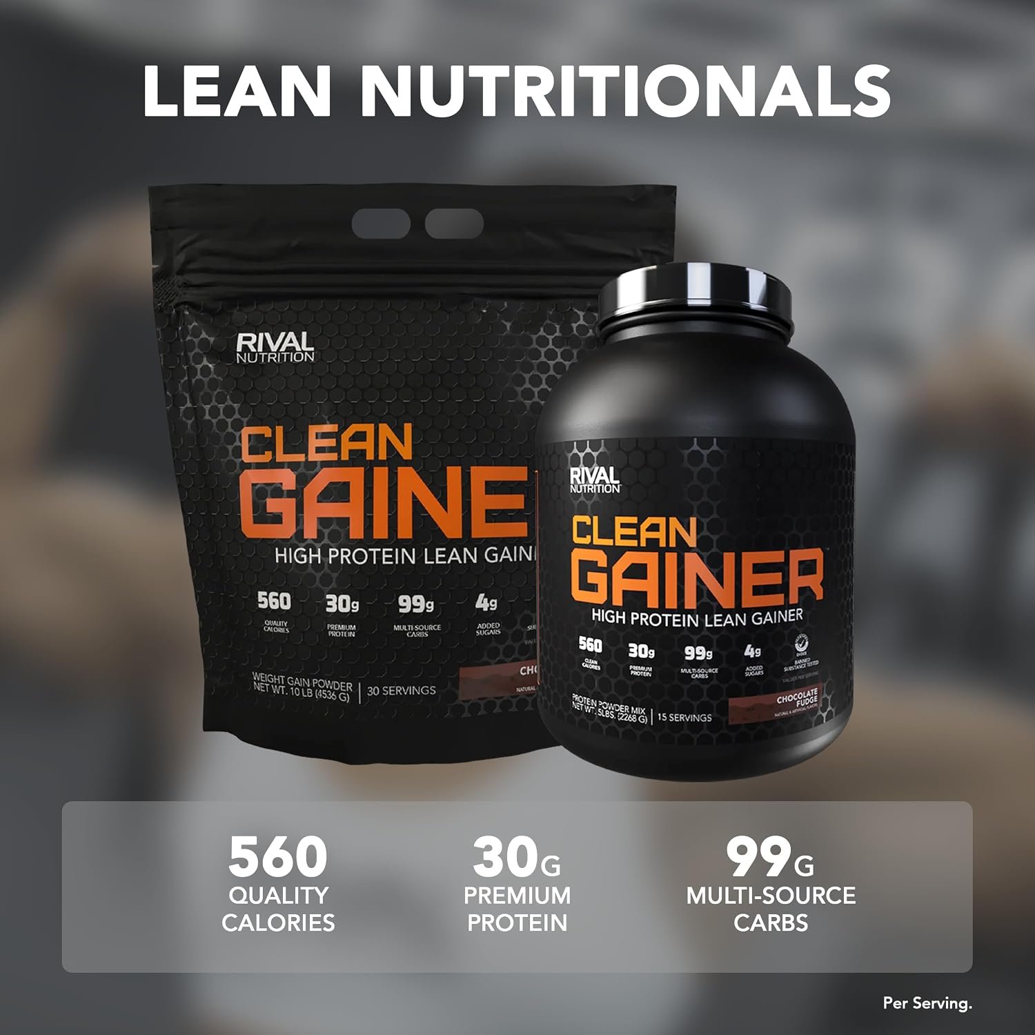 RIVAL NUTRITION Clean Gainer Protein Powder (Chocolate Fudge, 12 lb)
