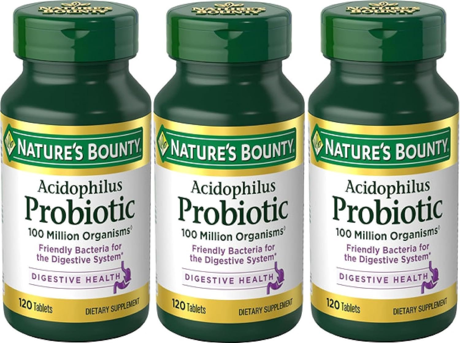 Nature’s Bounty Acidophilus Probiotic, 120 Count (Pack of 3)