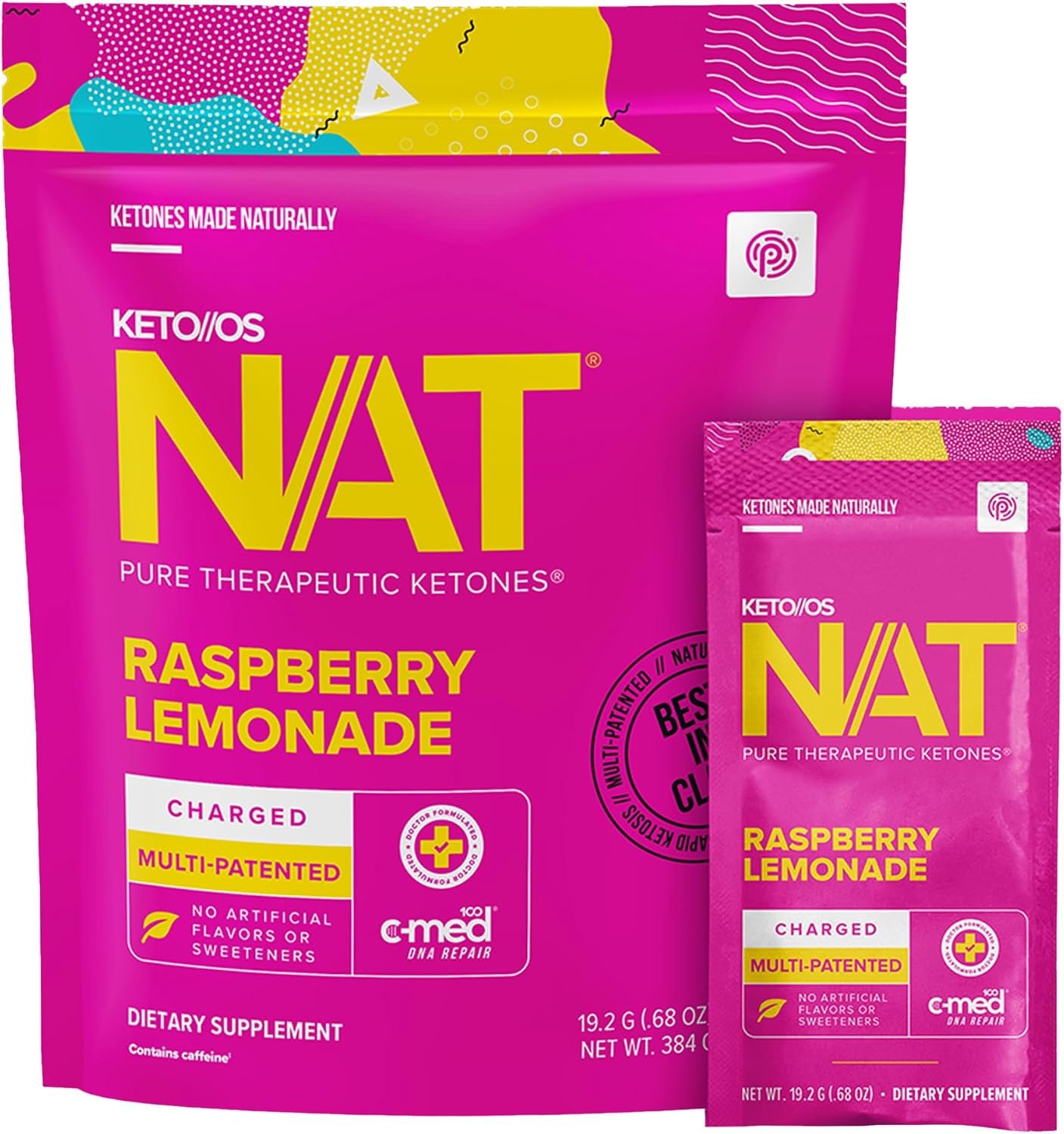 Pruvit Keto//OS NAT® Raspberry Lemonade Charged Drink Mix – 20 Sachets