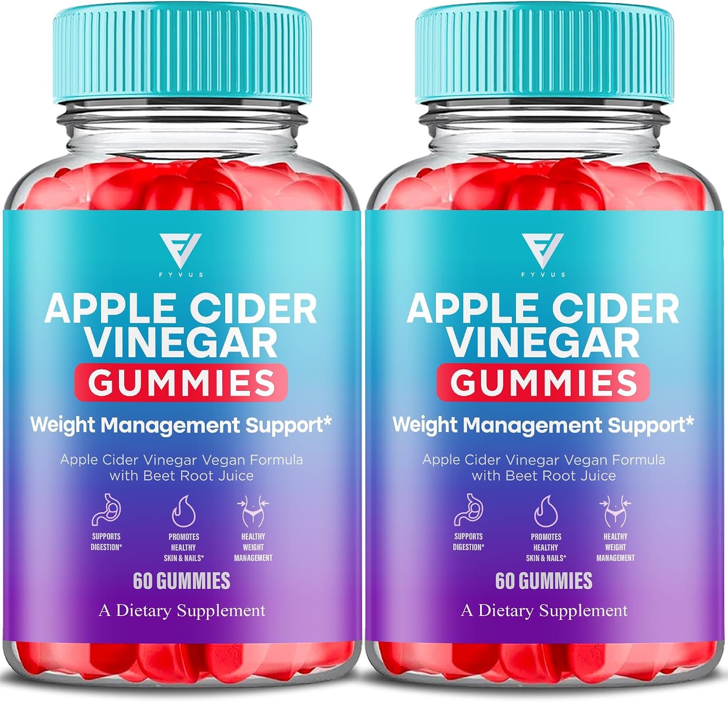 Apple Cider Vinegar Gummies Supplement (2 Pack – 120 Gummies)