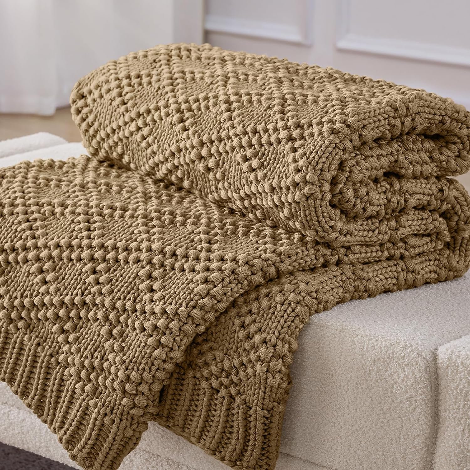 Anysay Knitted Weighted Blanket for Adult,Chunky Knit Throw 60”*80” 20lbs