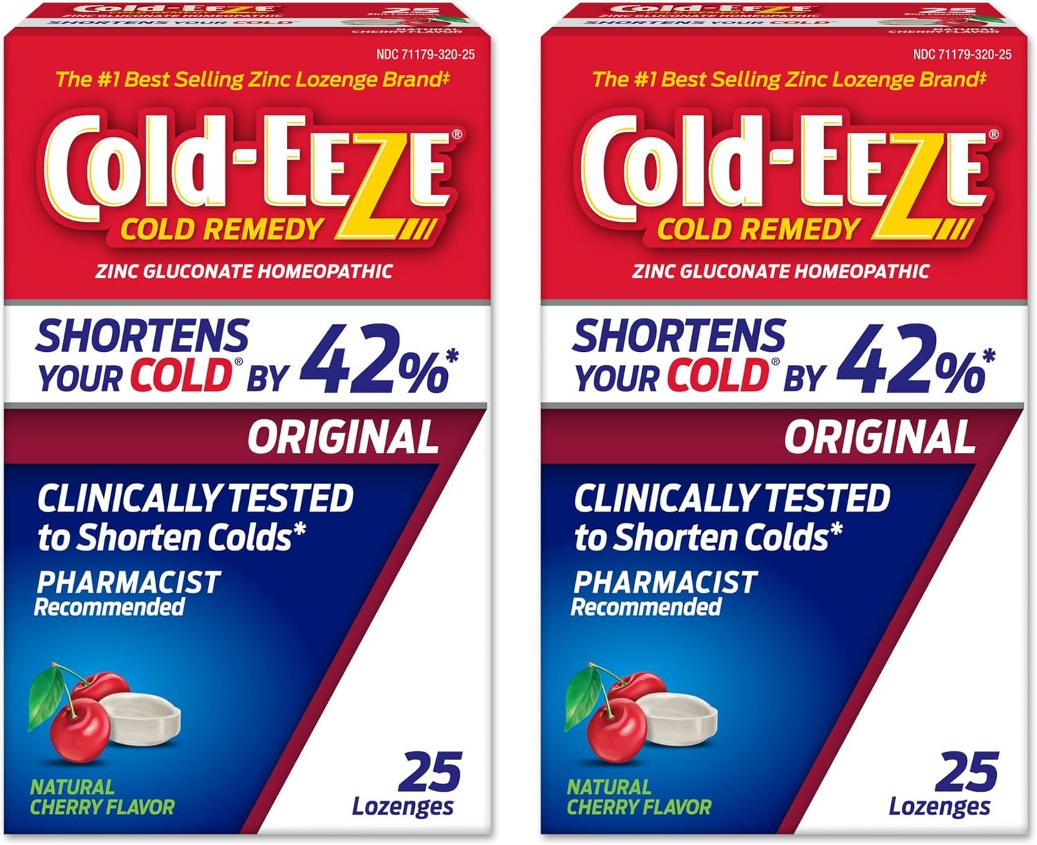 Cold-Eeze Original Natural Cherry Zinc Lozenges, 25 ct. 2 Pack