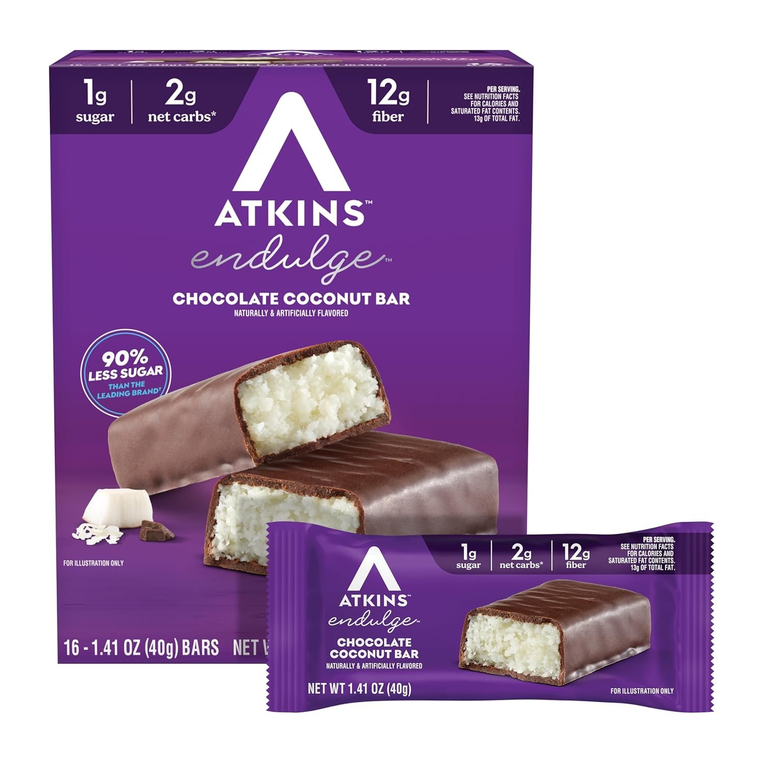 Atkins Endulge Chocolate Coconut Flavored Bar, 16 Count