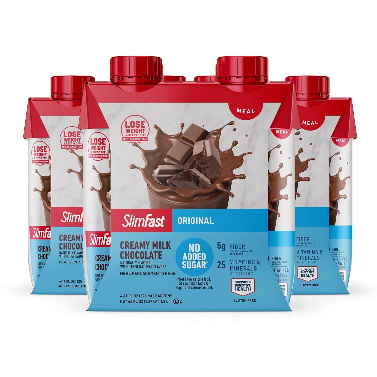 SlimFast Meal Replacement Shake, Original Creamy Milk Chocolate, 11 Fl. Oz, 12 Count