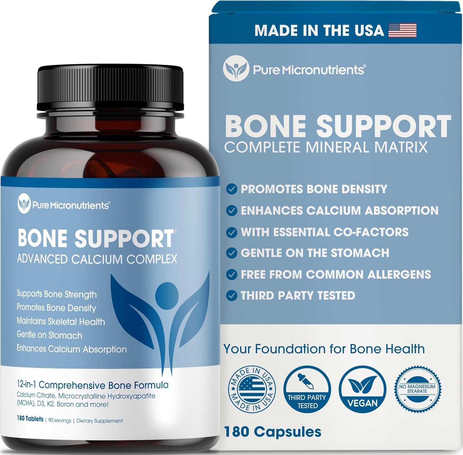 Calcium Supplement 1000mg with Vitamin D3, K2 & Magnesium, 180 Tablets
