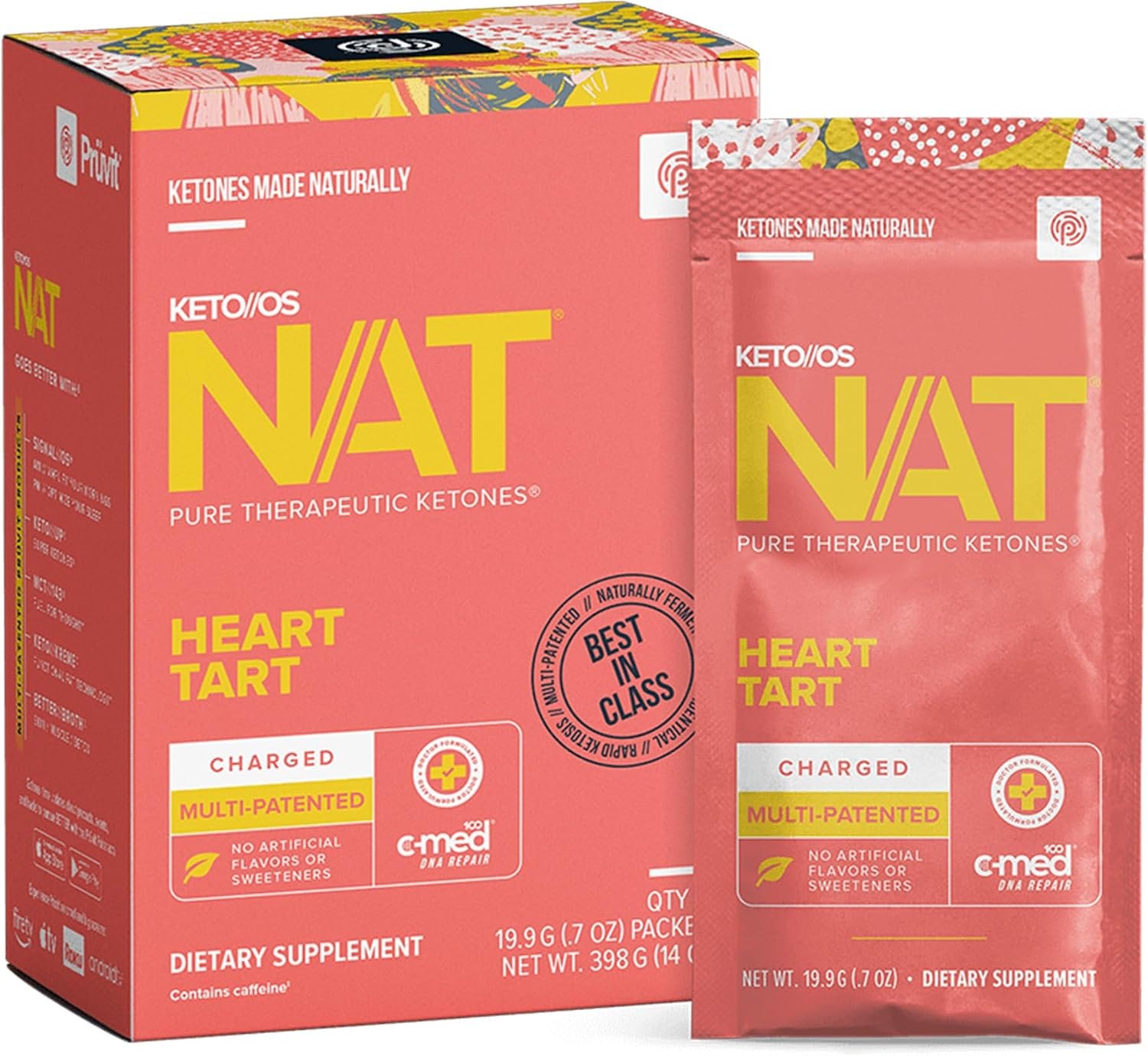 Pruvit Keto//OS NAT® Heart Tart Charged Ketone Drink Mix – 20 Sachets