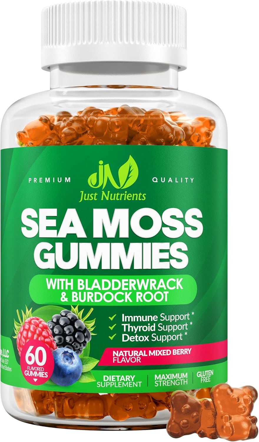 Sea Moss 3000mg Gummies with Bladderwrack and Burdock Root for Men & Women