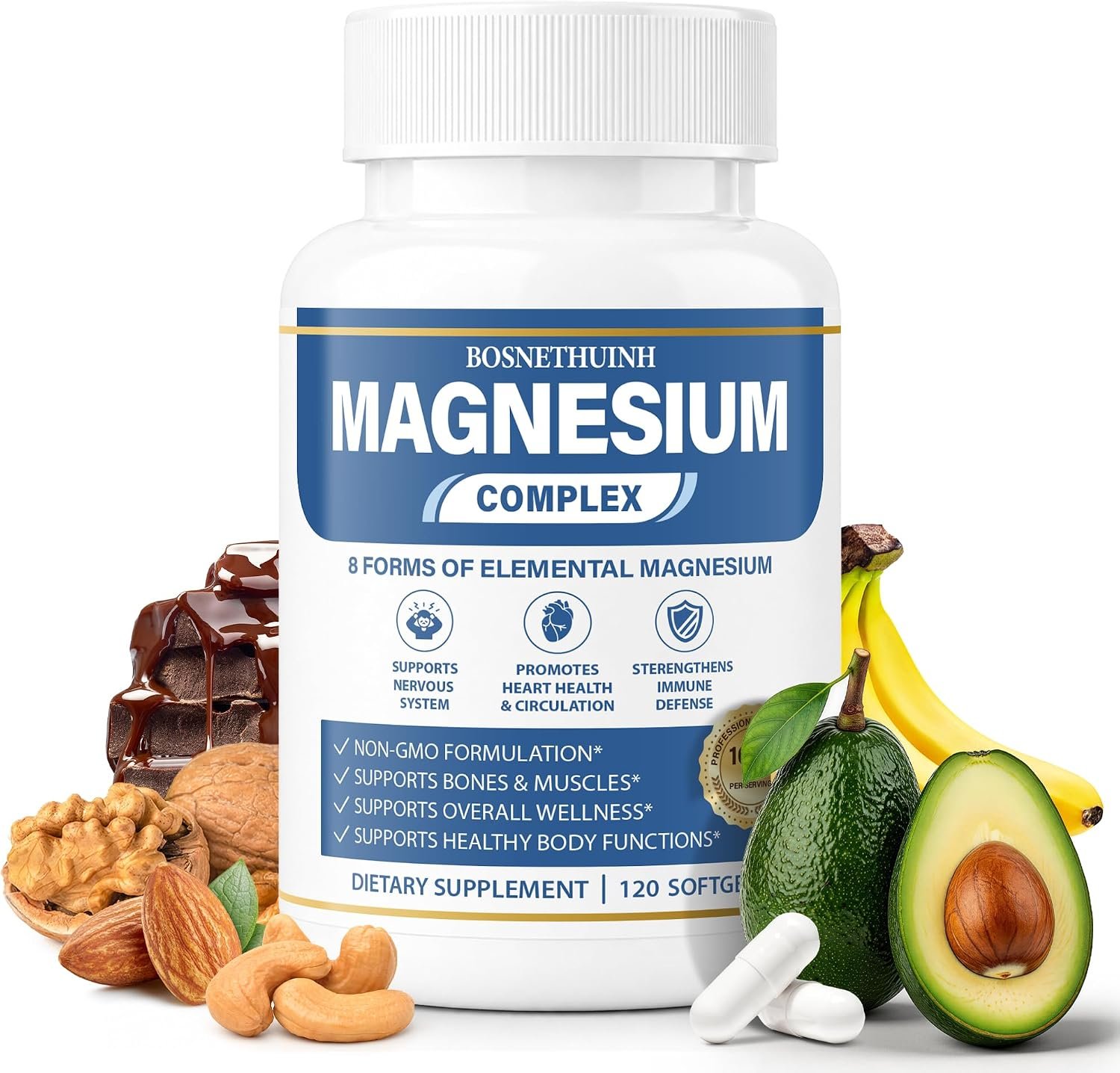 1000mg Magnesium Complex for Women & Men, 8-in-1 Magnesio Complex