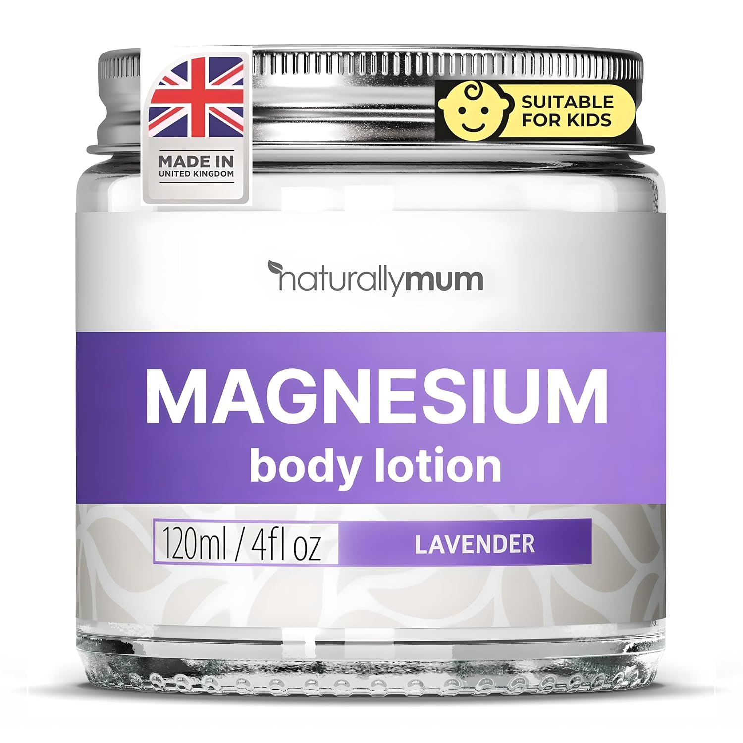 NaturallyMum – Magnesium Body Lotion [NATURAL & VEGAN] – Topical Magnesium Chloride Cream Lotion Support for Sleep, Bone, Heart & Muscle Health – Lavender – Made in UK & Safe for Kids